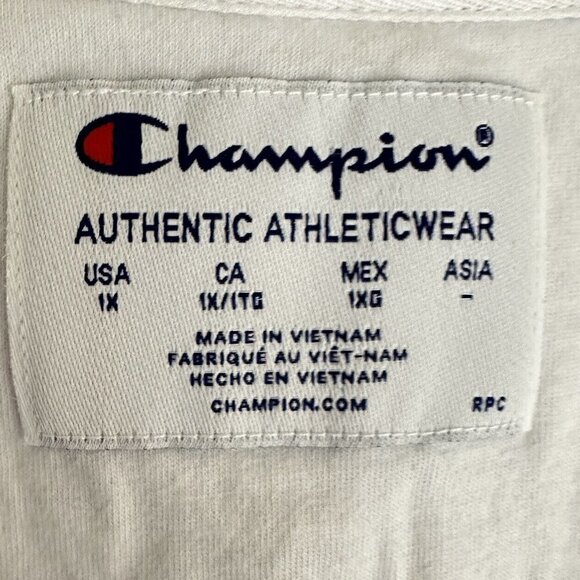 Champion Womens 1X Tie Dye Plaid Crop Crewneck Sweatshirt Blue Pullover Logo - Picture 3 of 6